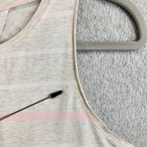 Lululemon Top Womens 6 Pink Gray Striped Split Back Open Tie Tank Crewneck - Picture 8 of 15